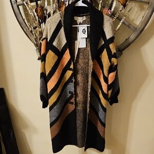 Colorful Geometric Patterned Women's Sweater long cardigan